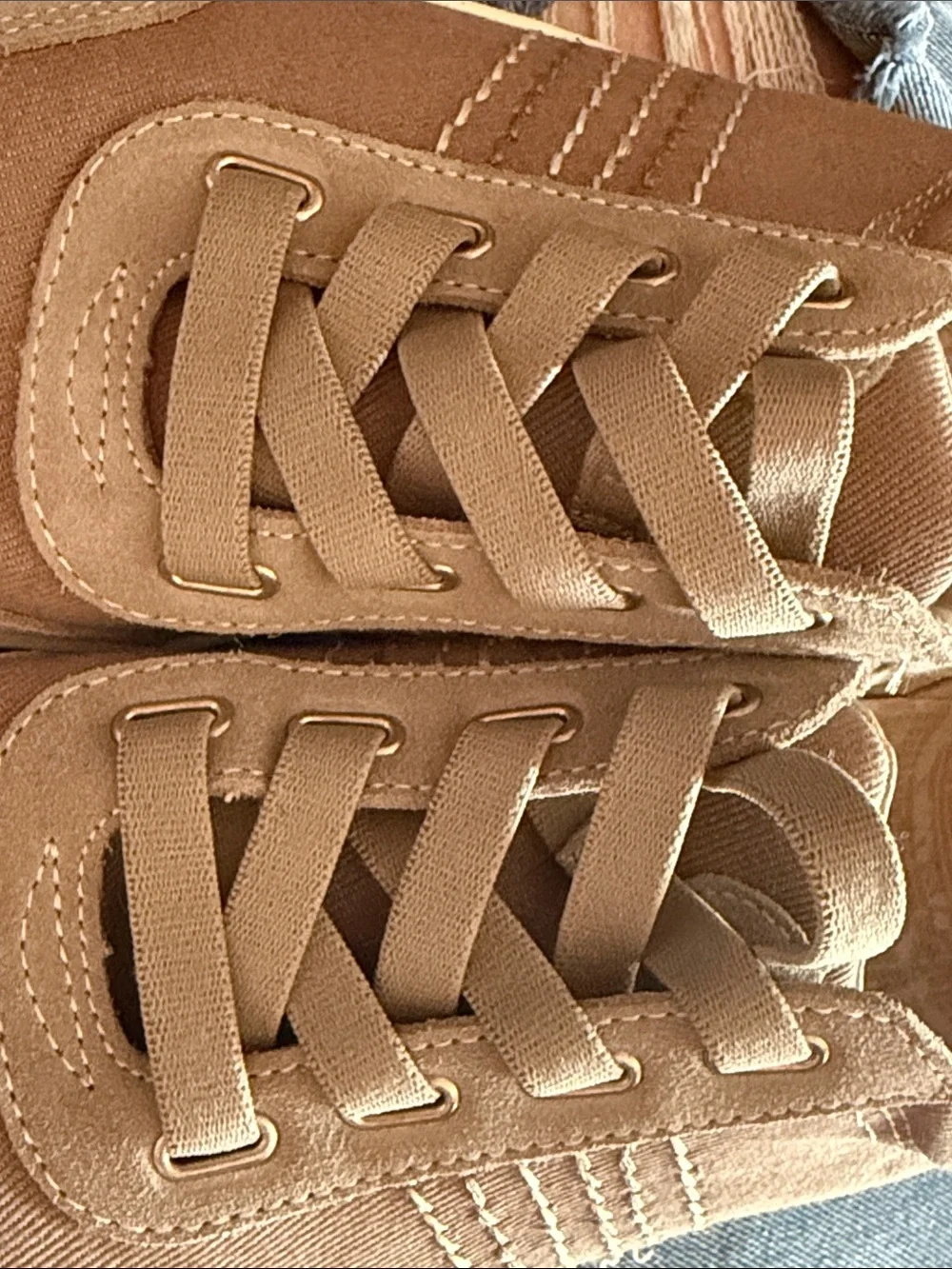 REVITALIGN Lace-Up Sneakers in Taupe and White sole